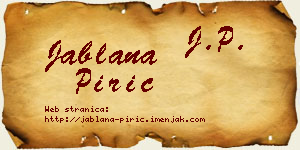 Jablana Pirić vizit kartica